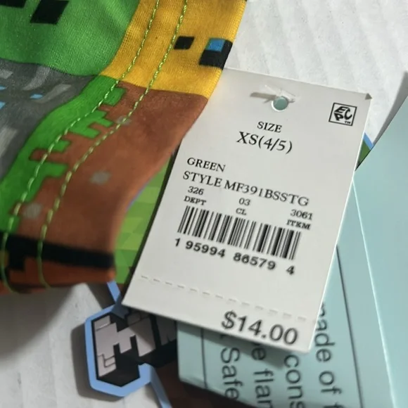 NWT Minecraft Boys Size XS4/5 Pijamas Set - Picture 4 of 4